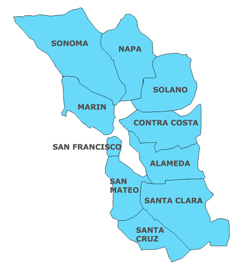 SF Bay Area Counties map