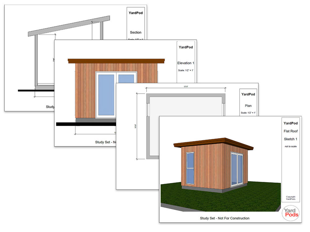 Yardpod Study Set 10 X12 With Flat Roof Yardpods